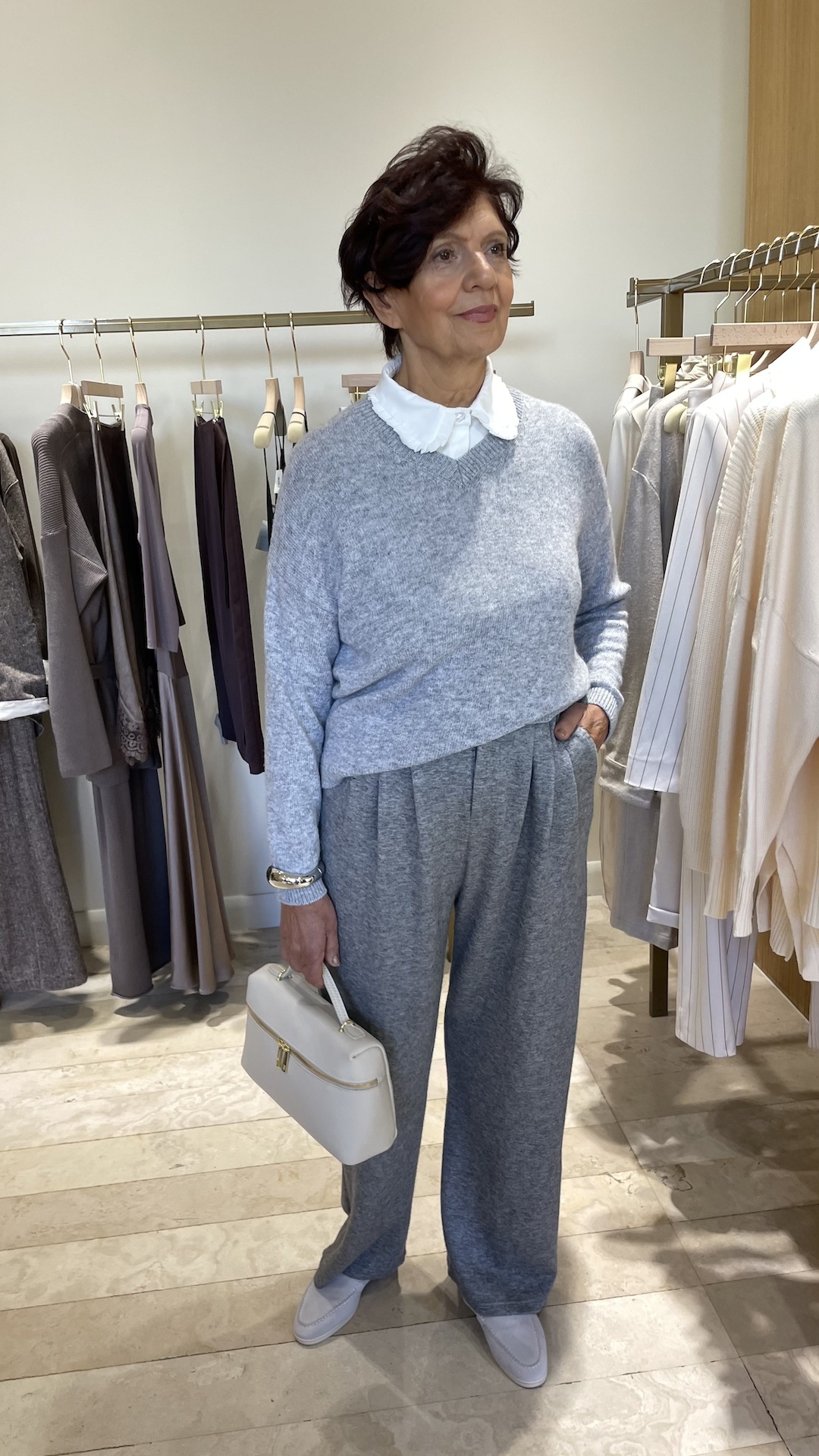 Пуловер гладкой вязки с кашемиром и шерстью