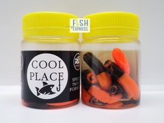 Форелевая силиконовая приманка COOL PLACE BUK FLOATING STRETCH цвет ЧЕРНО-ОРАНЖЕВЫЙ ( плавающая/ тянущаяся ) 65 мм/ 7 шт в банке.