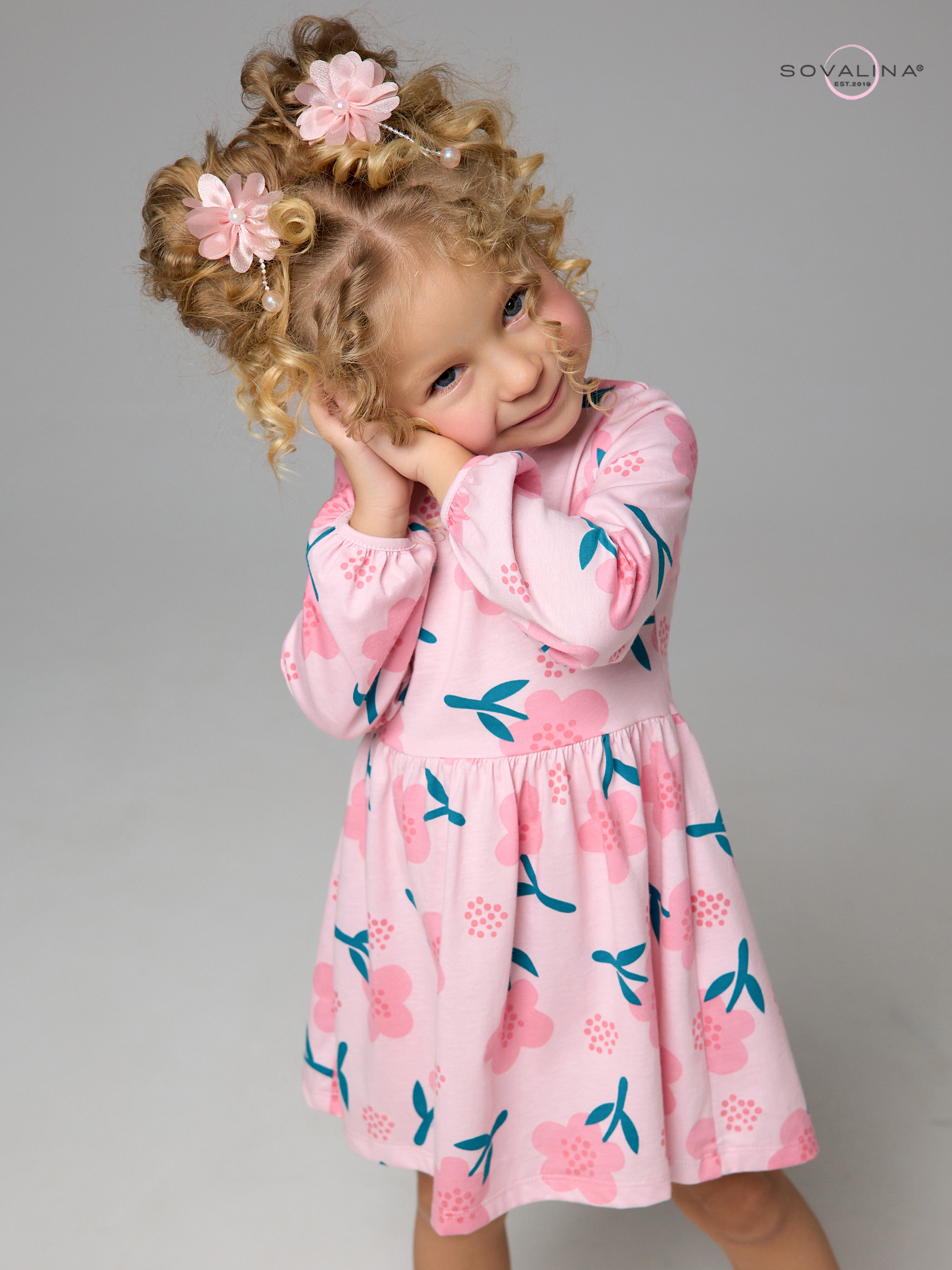 Платье Моана незабудки на пудре