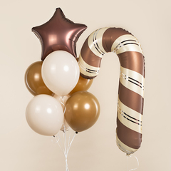 Г Фигура, Леденец трость, Шоколадный/Кремовый, Сатин, 35''/89 см, 1 шт.