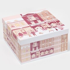 Коробка одиночная, Квадрат, Happy New year, 15,5*15,5*9см, 1 шт.