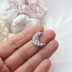 Подвеска Месяц фактурный, 20*15 мм, родий П815