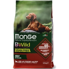 Беззерновой корм для собак Monge Dog BWild GRAIN FREE из мяса ягненка с картофелем 2,5 кг