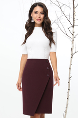 Юбка бордовая с имитацией запаха и пуговицами DStrend (Акция)