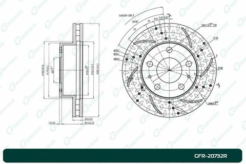 Диск тормозной перфорированный вентилируемый G-brake GFR-20732R правый