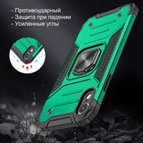 Противоударный чехол Strong Armour Case с кольцом для iPhone XR (Темно-зеленый)