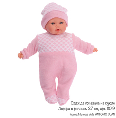 Munecas Antonio Juan Одежда для кукол и пупсов 25 - 29 см, конверт розовый, боди-комбинезон, шапка (91026-19)