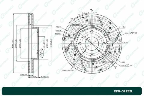 Диск тормозной перфорированный вентилируемый G-brake GFR-02253L левый