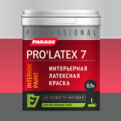 PARADE PRO'LATEX Е7 Краска латексная шелковисто-матовая для интерьера, база А, 0,9 л