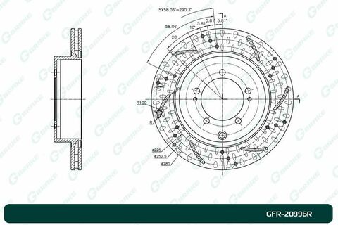 Диск тормозной перфорированный вентилируемый G-brake GFR-20996R правый