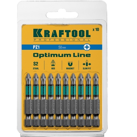 KRAFTOOL OPTIMUM PZ 1, 50 мм, 10 шт, Биты (26124-1-50-10)