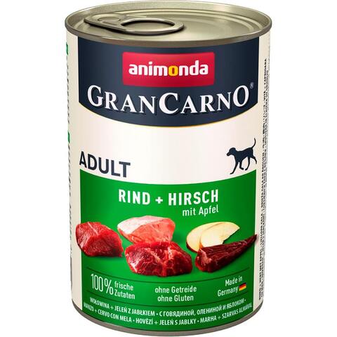 Animonda Gran Carno Original консервы с говядиной и олениной с яблоками для взрослых собак 800г