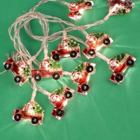 Симба 381-232 Гирлянда эл. насадка Грузовичок Деда Мороза 2м, 10LED*шампань, пост.свеч, ПВХ прозр, 2хАА СНОУ БУМ
