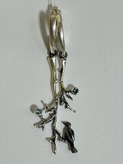 Птичка (серьги из серебра)