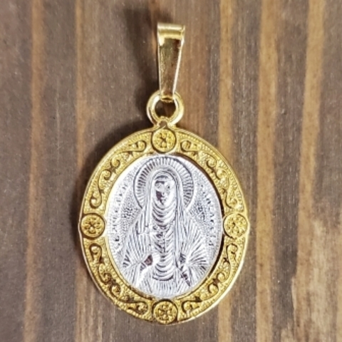 Нательная именная икона святая Елизавета с позолотой кулон с молитвой