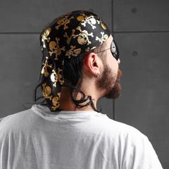 Купить Бандана «Золотые черепа», с волосами в Магазине тельняшек