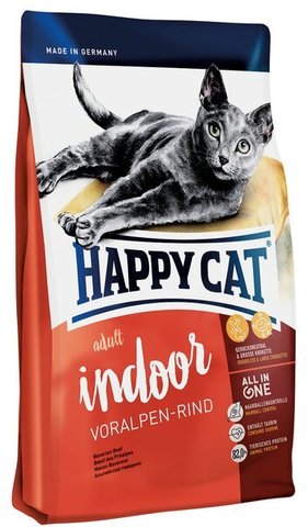 купить Happy Cat Supreme Adult Indoor Voralpen-rind сухой корм для домашних кошек с альпийской говядиной