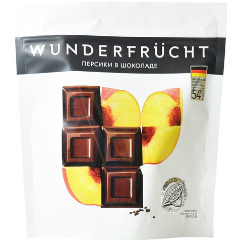 WunderFrucht Конфеты Персик в темном шоколаде 54%, 180 г