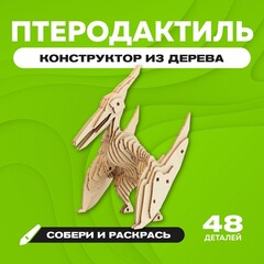 Деревянный конструктор "Птеродактиль" с набором карандашей / 48 деталей