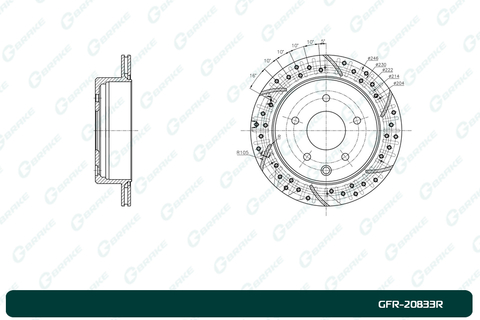 Диск тормозной перфорированный вентилируемый G-brake GFR-20833R правый