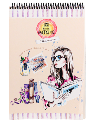 Скетчбук А4 40л гребень Девушка и книги PROF-PRESS