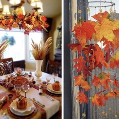 Кленовые листья, осенние искусственные, лиана 2,35 метра, листья около 6,5*7 см, набор 6 шт.