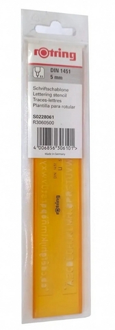 Трафарет Rotring латинские буквы 2.5/3.0/3.5/5.0/6.0 мм, пластик желтый/прозрачный