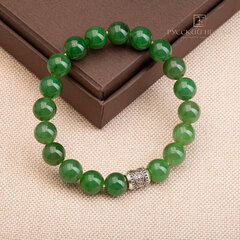 Браслет-оберег православный. Зеленый нефрит.9 мм.