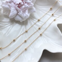 Цепочка с бусинами, звено 1,8*1,1 мм, позолота. 42 см . А054-1 (42см)