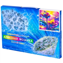 
          Алмазная мозаика Alingar, на подрамнике, с полным заполнением, (глянц) дизайн рамка, 30х40 см, 20 цветов, "Неоновые цветы"