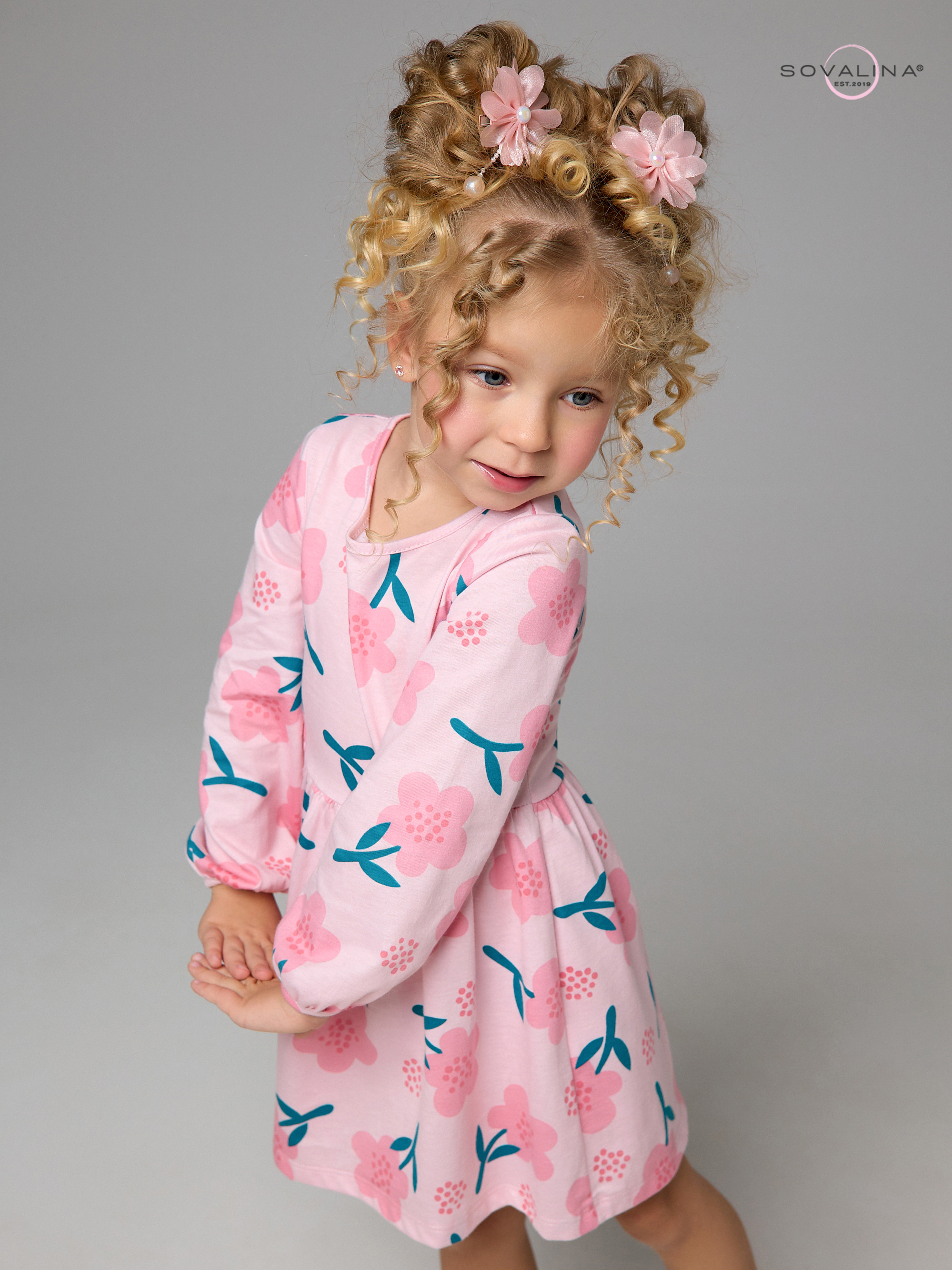 Платье Моана незабудки на пудре