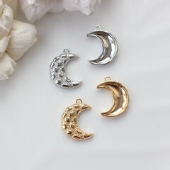 Подвеска Месяц фактурный, 20*15 мм, родий П815