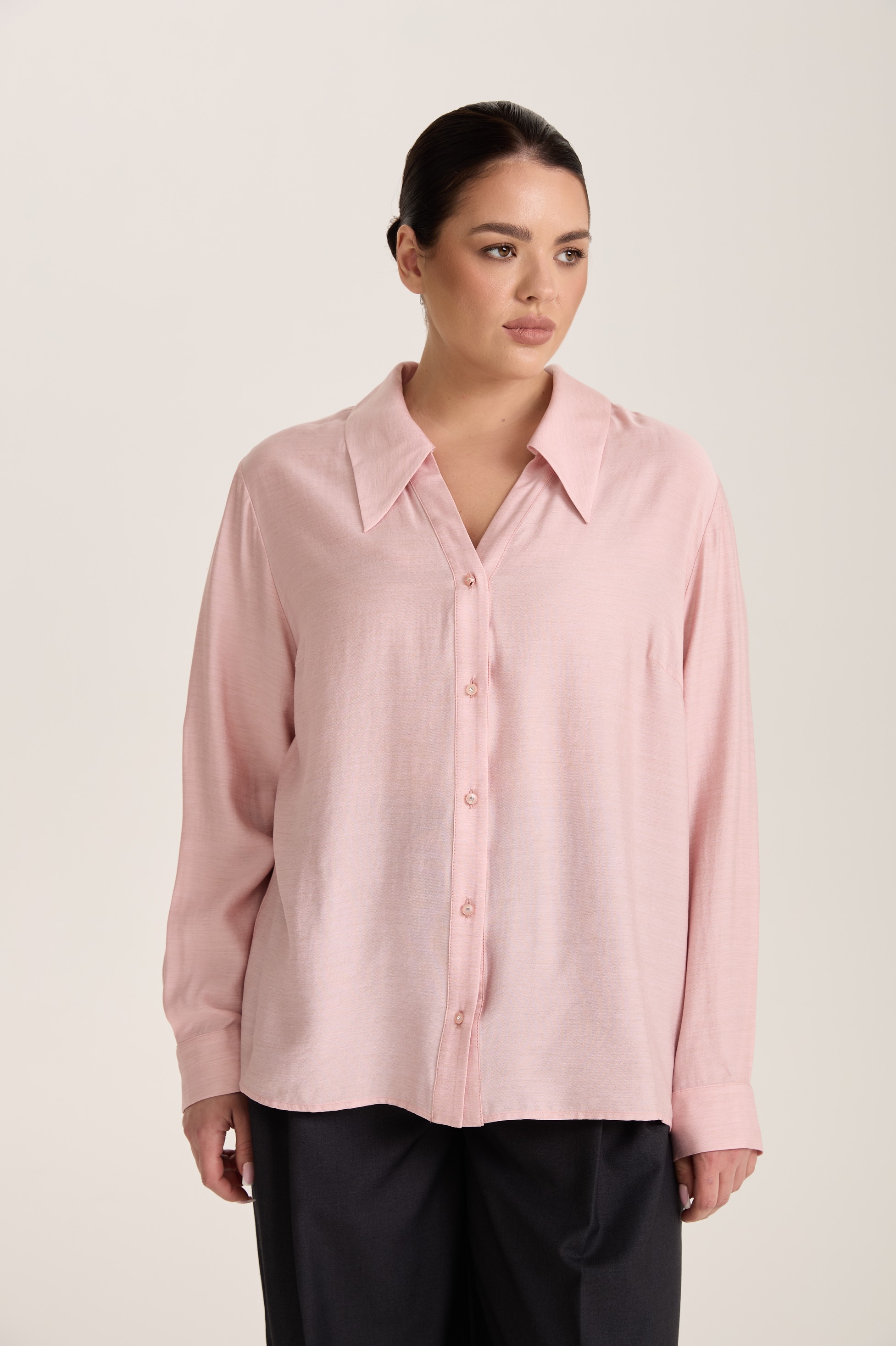 Блузка с отложным воротником, пудра