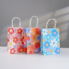 Пакет подарочный S вертикальный, Крафт, Цветочное настроение, Дизайн №1, 15*21*8 см (Д*В*Ш)