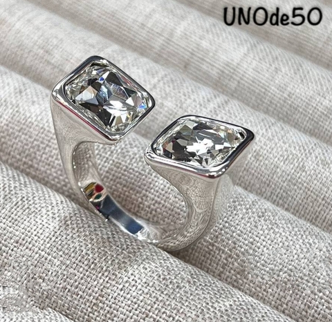 Кольцо UNOde50 разъемное с квадратными вставками