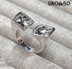 Кольцо UNOde50 разъемное с квадратными вставками