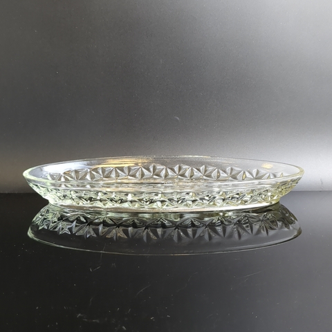 Селёдочница с рельефным резным декором, Уршельский стеклозавод, винтаж СССР 1970-1990 гг