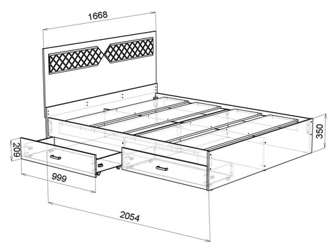 кровать НИКОЛЬ 1,6 м (венге/лиственница светлая)