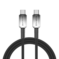 Кабель для быстрой зарядки 60W в тканевой черной оплетке длина 100см (1м) с разъемом Type C на Type C, серия WLCM Series от Dux Ducis