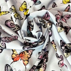 шелк голубой с бабочками фото