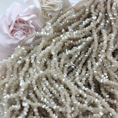 Хрусталь (стекло) граненный, бежевый 4*3 мм, 1 нить, С059