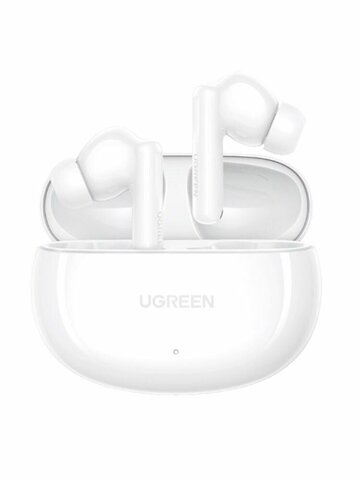 Наушники беспроводные  UGREEN WS205 (45585) HiTune T6s Hybrid Active Noise-Cancelling Earbuds, белый