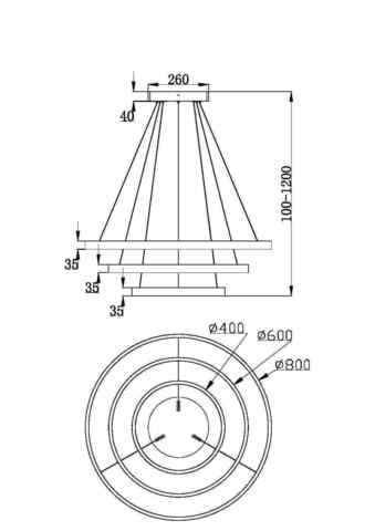 Подвесной светодиодный светильник Maytoni Rim MOD058PL-L100W3K