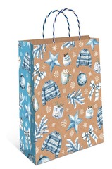 Пакет подарочный S вертикальный, крафт, С Новым годом, 18*23*10 см (Д*В*Ш)