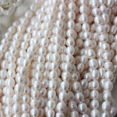 Жемчуг натуральный речной, рис, 8,8-11 мм, 1 нить, Ж029