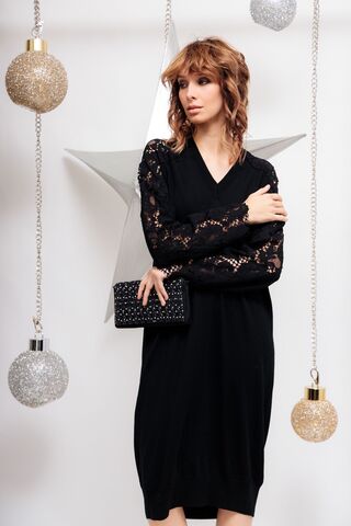 Nude Платье трикотажное из шерсти с кружевными вставками