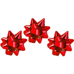 Бант-звезда, Металлик, Красный / 5 см, 12 шт.