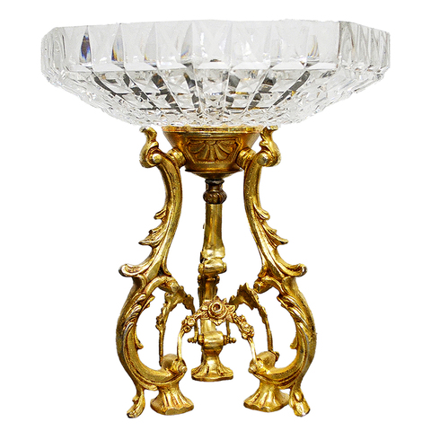 Винтажная фруктовница. Хрусталь, золоченый шпиатр, бронза. Европа. ХХ в.