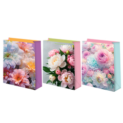 Пакет подарочный M вертикальный, Цветы, МИКС, 22*31*10 см (Д*В*Ш), 1 шт.
