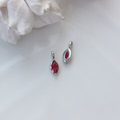 Подвеска Маркиз с малиновым фианитом, 14*5 мм, родий, П400